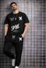 Men Graphic Printed Track Suit Maroon Black Summer