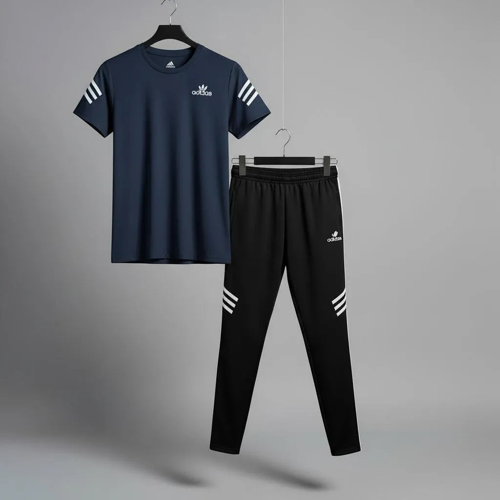 Men's New Look Trendy Logo Printed Track Suit 2Pcs Slim Fit