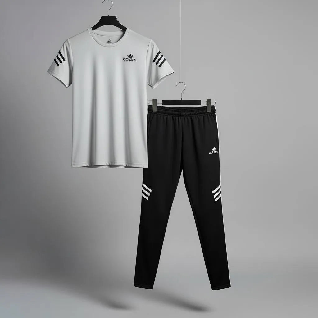 Men's New Look Trendy Logo Printed Track Suit 2Pcs Slim Fit
