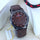 Mens Brown Leather Strap Watch Crystal Dial Elegant