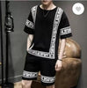 Mens Printed Dri Fit Black Tracksuit 2Pcs Set