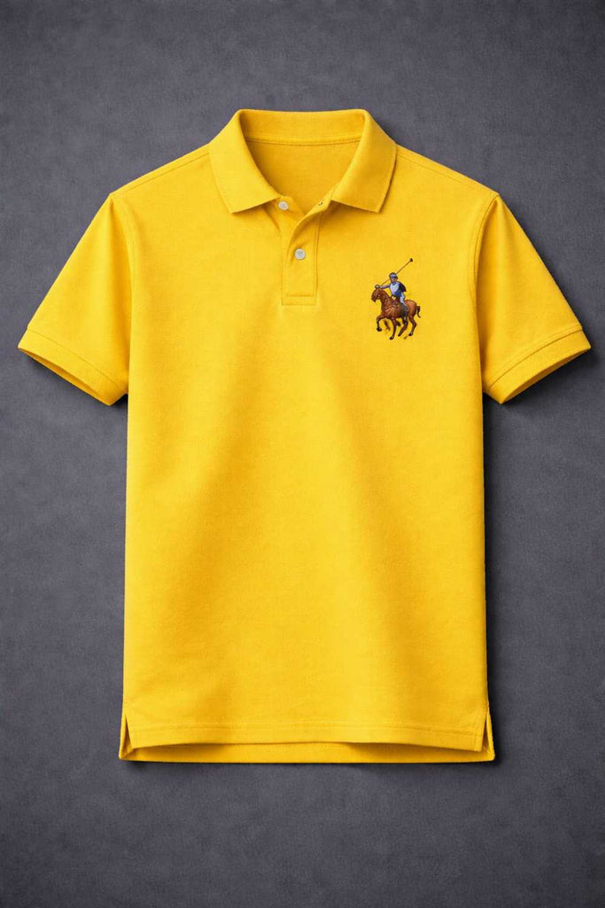 Yellow Polo T Shirt Men Cotton Casual Wear Classic