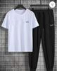Unisex White Black Printed Track Suit 2 Pcs Wear