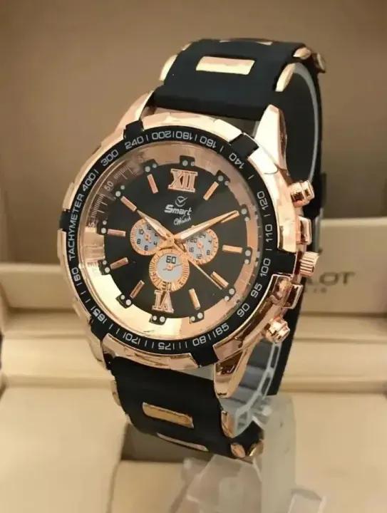 Mens Black Rubber Chronograph Watch Imported Quality