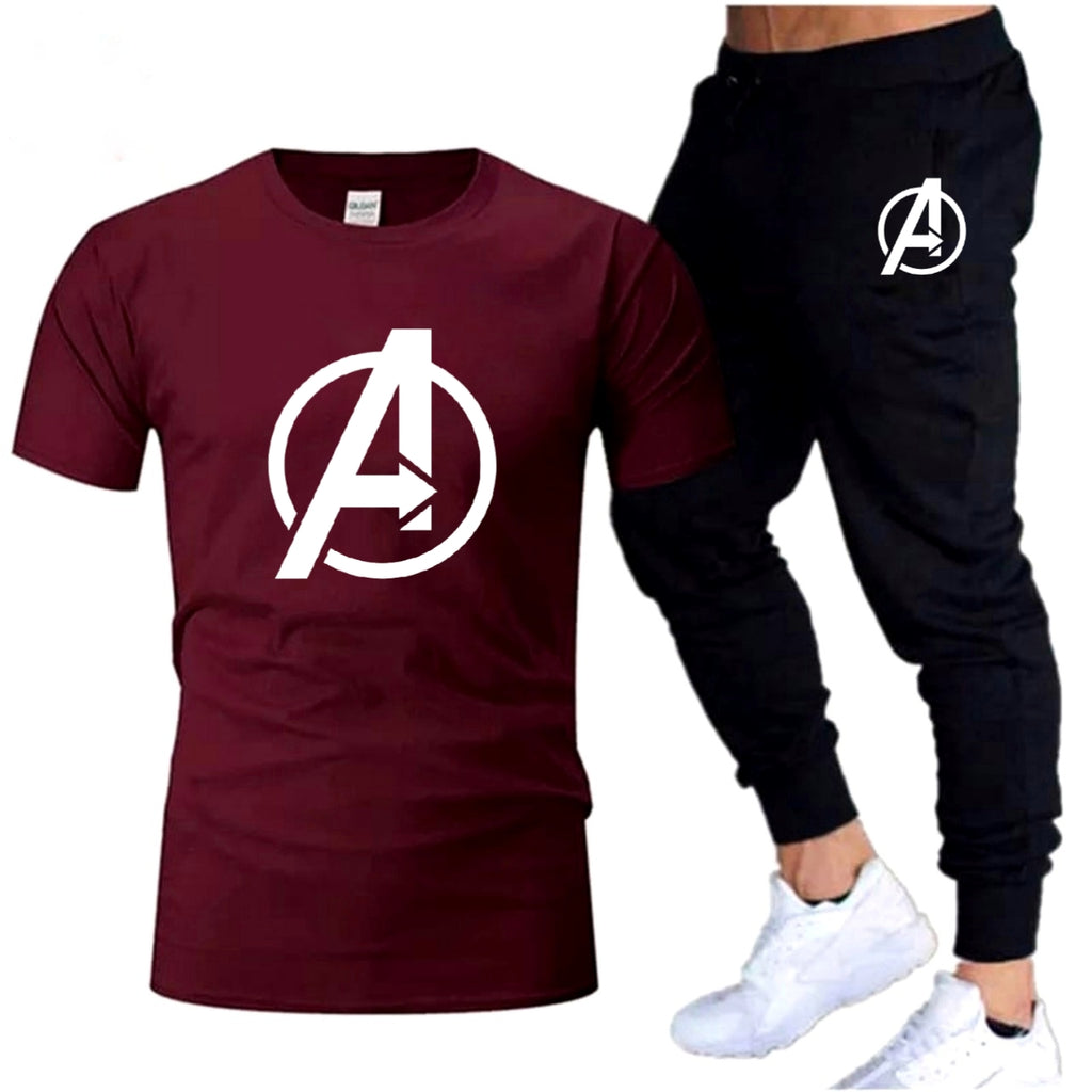 Black Men Round Neck Tracksuit Half Sleeve Gym Wear