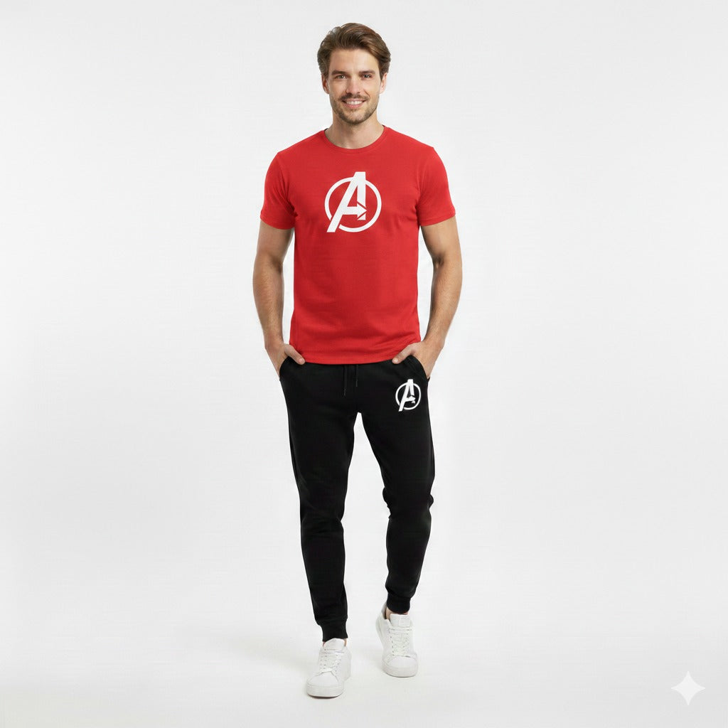 Black Men Round Neck Tracksuit Half Sleeve Gym Wear