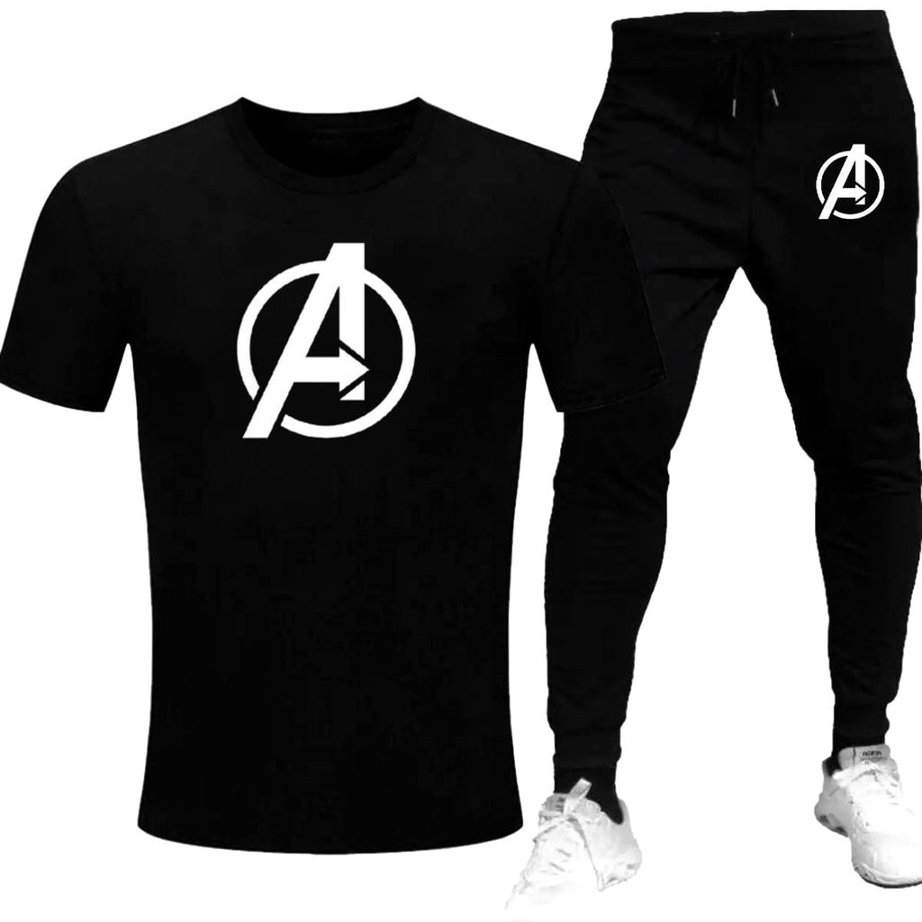 Black Men Round Neck Tracksuit Half Sleeve Gym Wear
