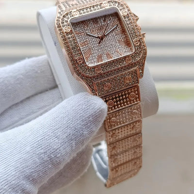 Luxury Diamond Rhinestone Watch Rose Gold Chain Strap Women