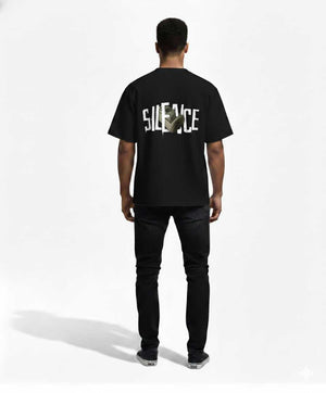 Silence Drop Shoulder T Shirt Men Oversized Streetwear