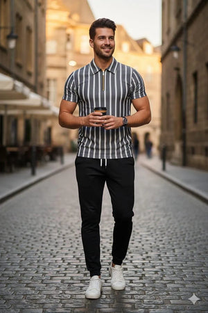 Grey Jersey Track Suit Men 2Pcs Slim Fit Casual Wear