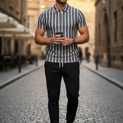 Grey Jersey Track Suit Men 2Pcs Slim Fit Casual Wear