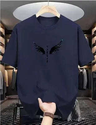 Men's Black Wings Printed Dri Fit T-Shirt Round Neck