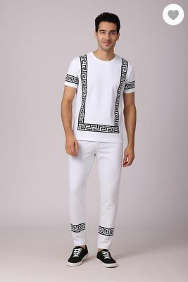 Brown Printed Men's 2-Piece Track Suit Slim Fit Wear
