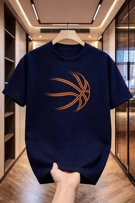 Men Black Cotton Basketball Graphic T-Shirt Summer Sale