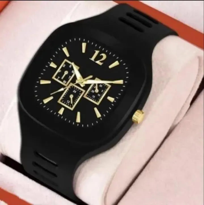 Modern Black Analog Watch for Men Stylish Minimal