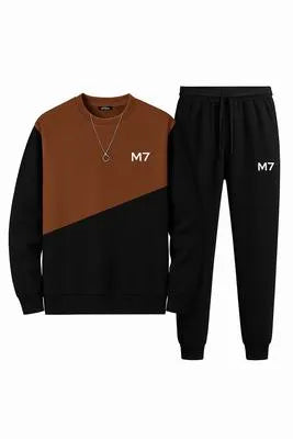 Men Fleece Printed Track Suit Red XL Winter Wear