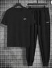 Unisex White Black Printed Track Suit 2 Pcs Wear