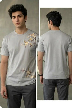Mens Dri Fit Flower Printed T Shirt Summer Casual