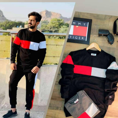 Men Stitched Polyester Striped Track Suit Slim Fit – All Season Wear