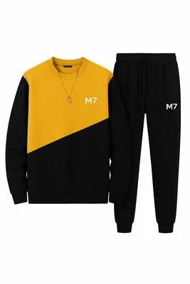 Men Fleece Printed Track Suit Red XL Winter Wear
