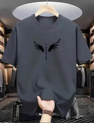 Men's Black Wings Printed Dri Fit T-Shirt Round Neck