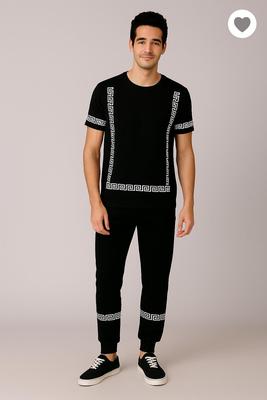 Brown Printed Men's 2-Piece Track Suit Slim Fit Wear