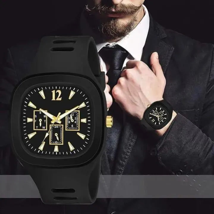 Modern Black Analog Watch for Men Stylish Minimal