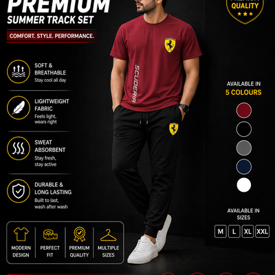 Men Dri Fit Printed Track Suit 2 Pcs Set