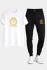 Men Maroon Gold Crest Track Suit Set Slim Fit Cotton Outfit