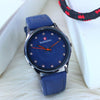 Mens Brown Leather Strap Watch Crystal Dial Elegant