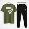 Men Maroon R Logo Cotton Track Suit Set Slim Fit Casual Wear