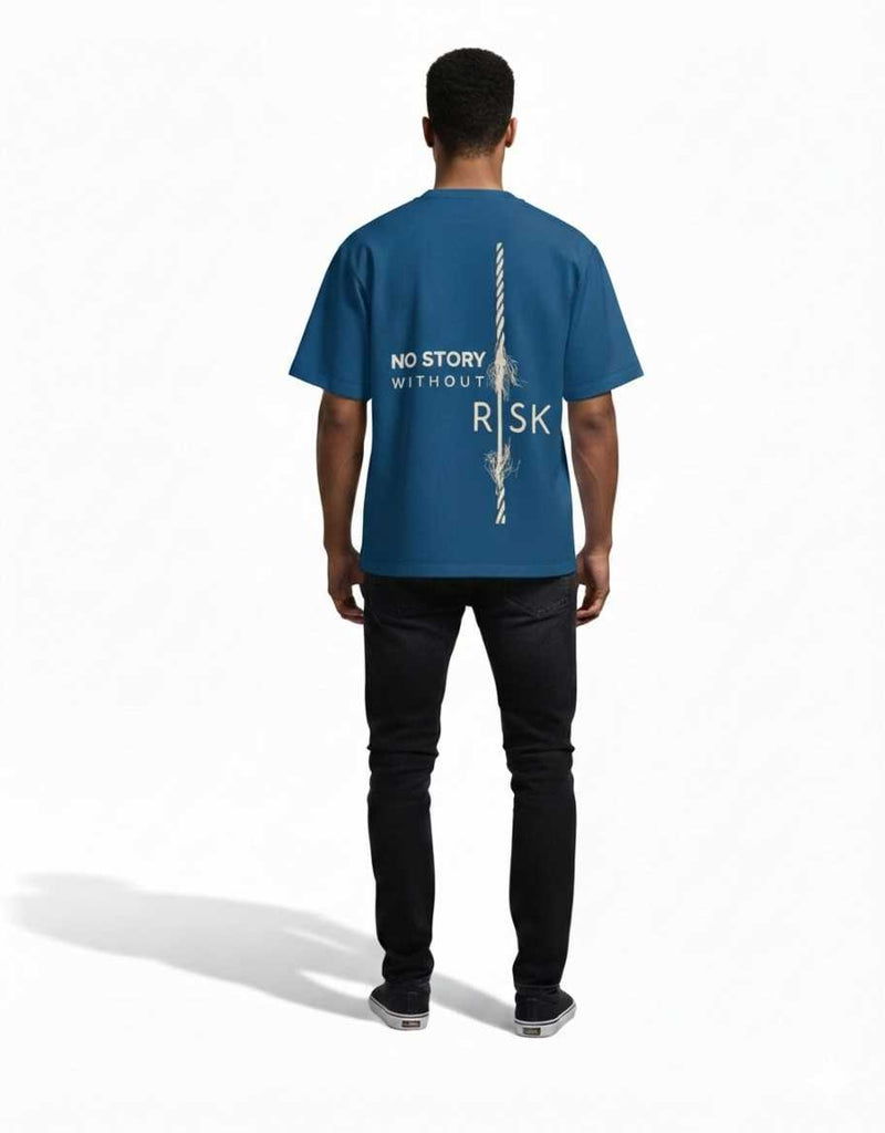Motivational Graphic Oversized T Shirt Men Blue Streetwear