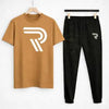 Men Maroon R Logo Cotton Track Suit Set Slim Fit Casual Wear