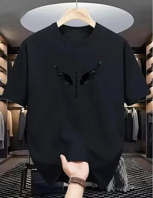 Men's Black Wings Printed Dri Fit T-Shirt Round Neck