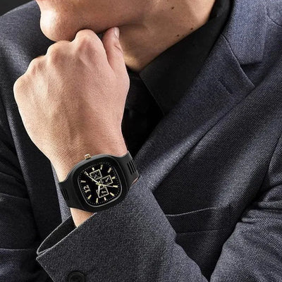 Modern Black Analog Watch for Men Stylish Minimal