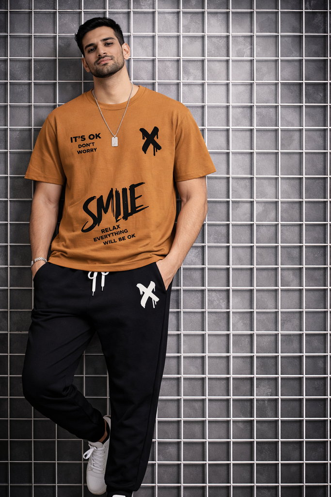 Men Graphic Printed Track Suit Maroon Black Summer