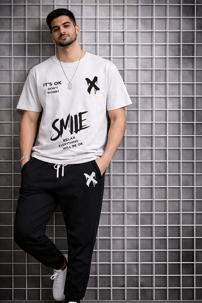 Men Graphic Printed Track Suit Maroon Black Summer