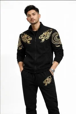 Mens Lion Printed Track Suit Polyester Gym Wear 2026