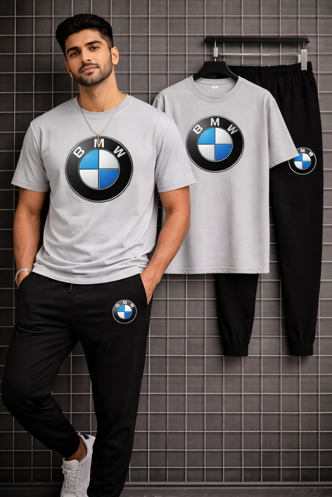 Men BMW Printed Green Summer Track Suit 2Pcs Set
