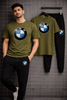 Men BMW Printed Green Summer Track Suit 2Pcs Set