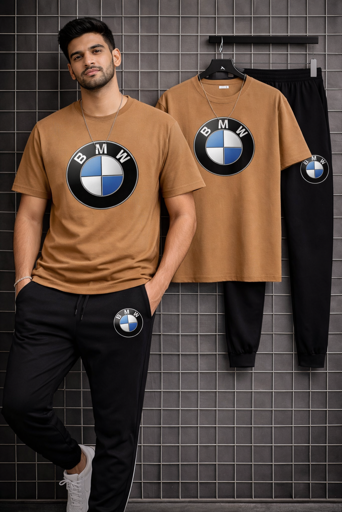 Men BMW Printed Green Summer Track Suit 2Pcs Set