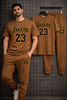 Men Grey Lakers 23 Track Suit Summer 2Pcs Set
