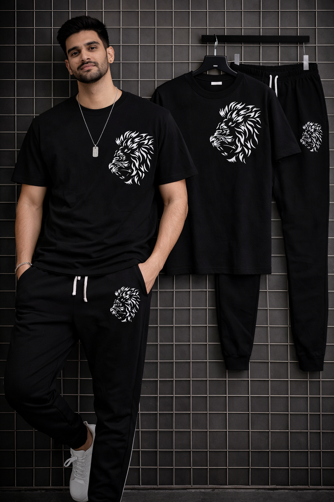 Mens Lion Printed Track Suit 2026 Polyester Gym Wear