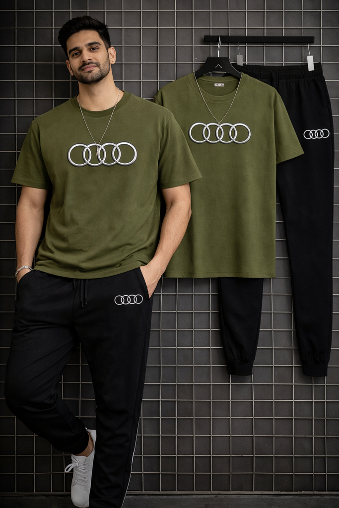 Men Audi Logo Track Suit Maroon Black XL Casual Wear