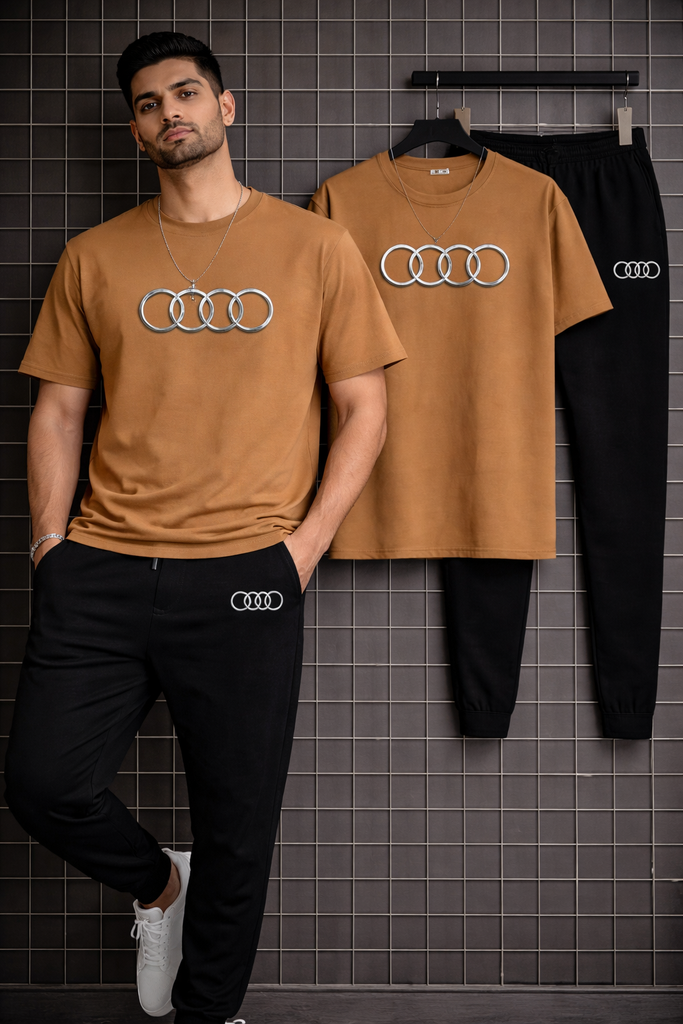 Men Audi Logo Track Suit Maroon Black XL Casual Wear