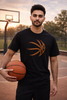 Men Black Cotton Basketball Graphic T-Shirt Summer Sale