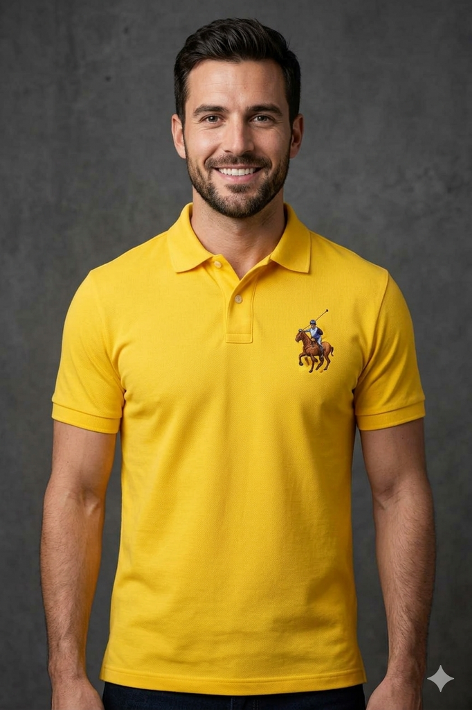 Yellow Polo T Shirt Men Cotton Casual Wear Classic