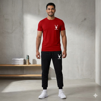 Men Cotton Markhor Printed Track Suit Maroon 2 Pcs