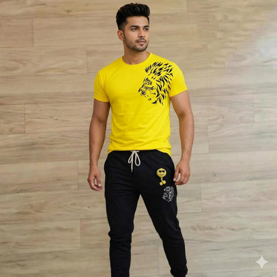 Mens Lion Printed Track Suit 2026 Polyester Gym Wear