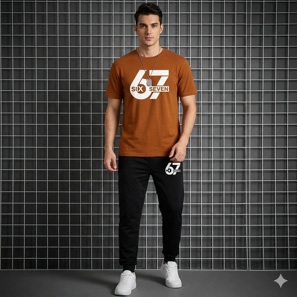 Men Brown Printed Track Suit 2 Piece XL to 2XL
